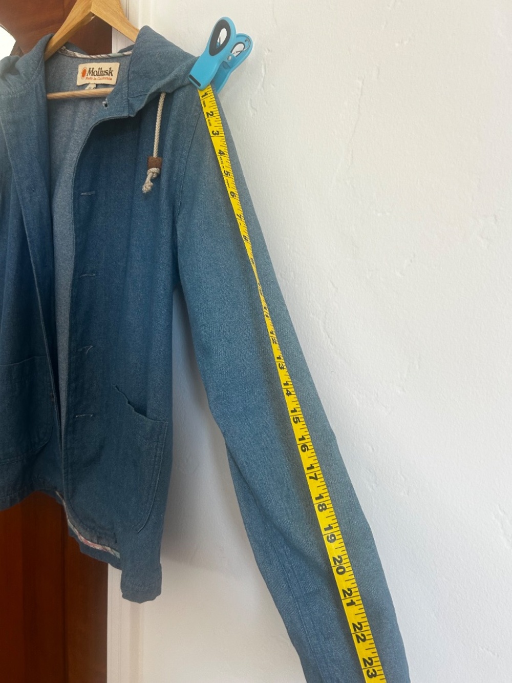 mollusk chambray hooded chore jacket size small - Picture 7 of 11